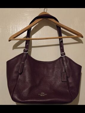 Coach Pebbled Leather Tote Bag in Plum
